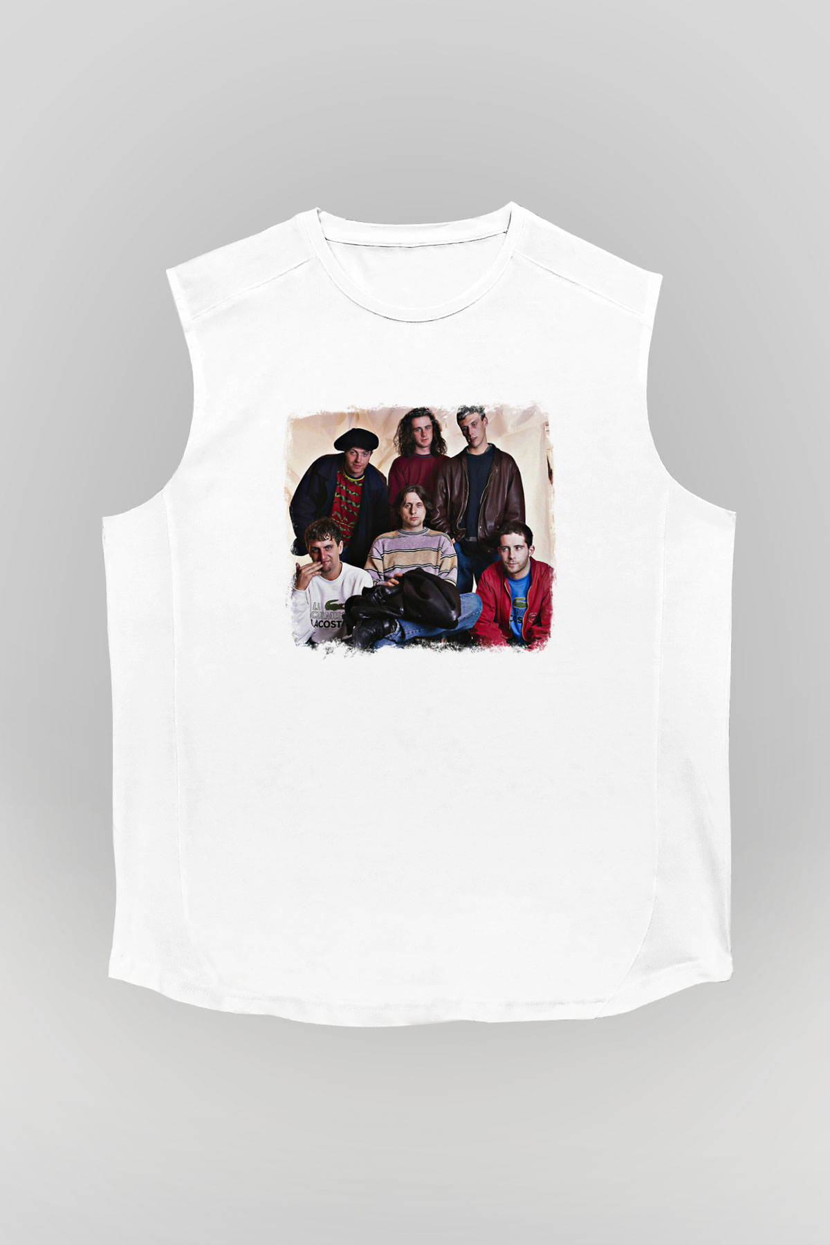Happy Mondays Baskılı Unisex Beyaz Kolsuz Tişört