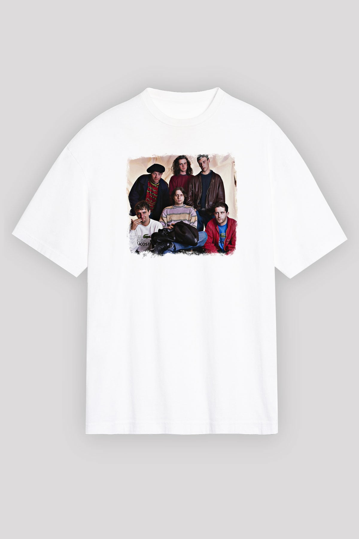Happy Mondays Baskılı Unisex Beyaz Oversize Tişört