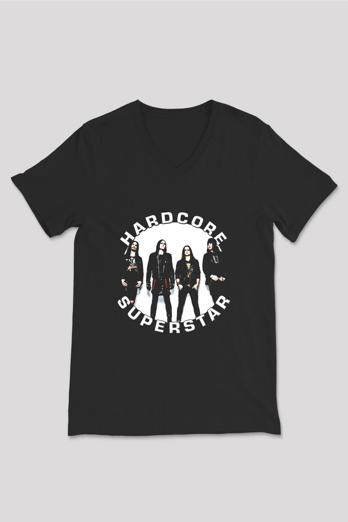 Hardcore Superstar Baskılı Unisex Siyah V Yaka Tişört