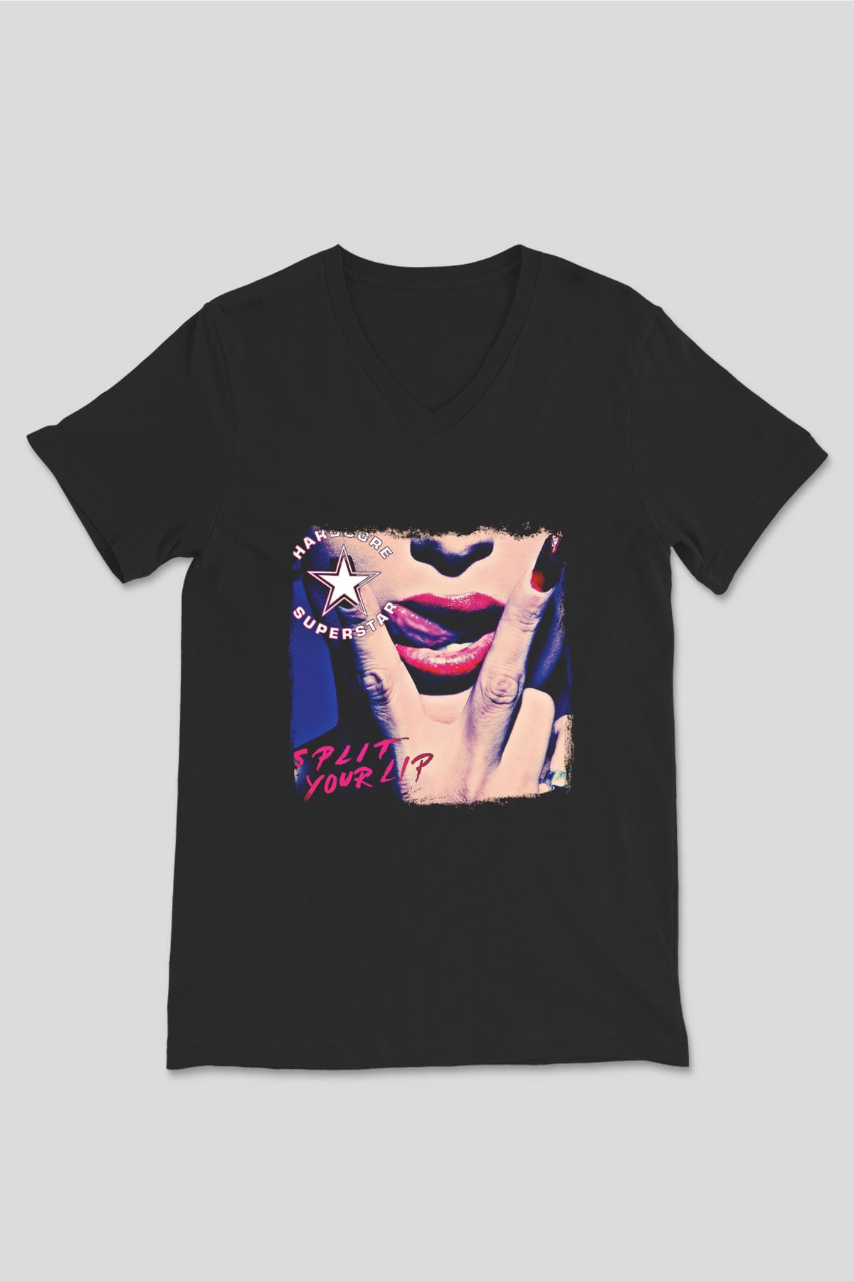 Hardcore Superstar Baskılı Unisex Siyah V Yaka Tişört