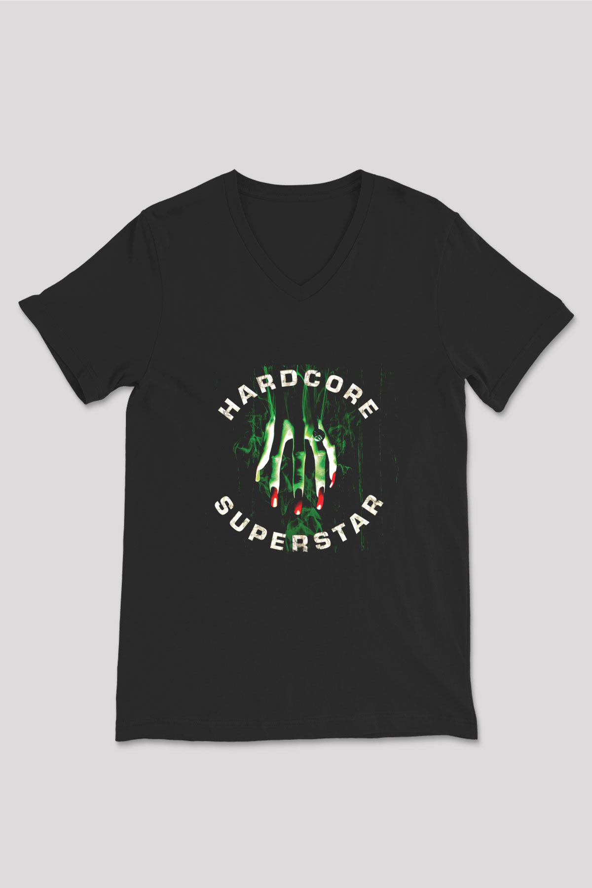 Hardcore Superstar Baskılı Unisex Siyah V Yaka Tişört