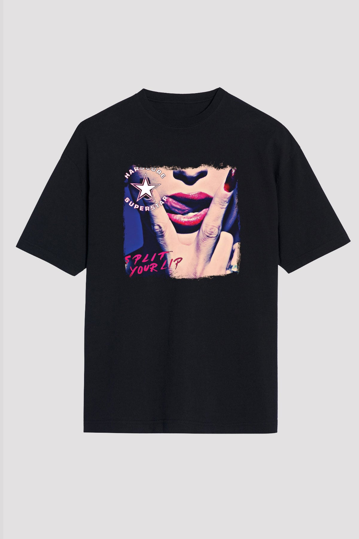 Hardcore Superstar Baskılı Unisex Siyah Oversize Tişört