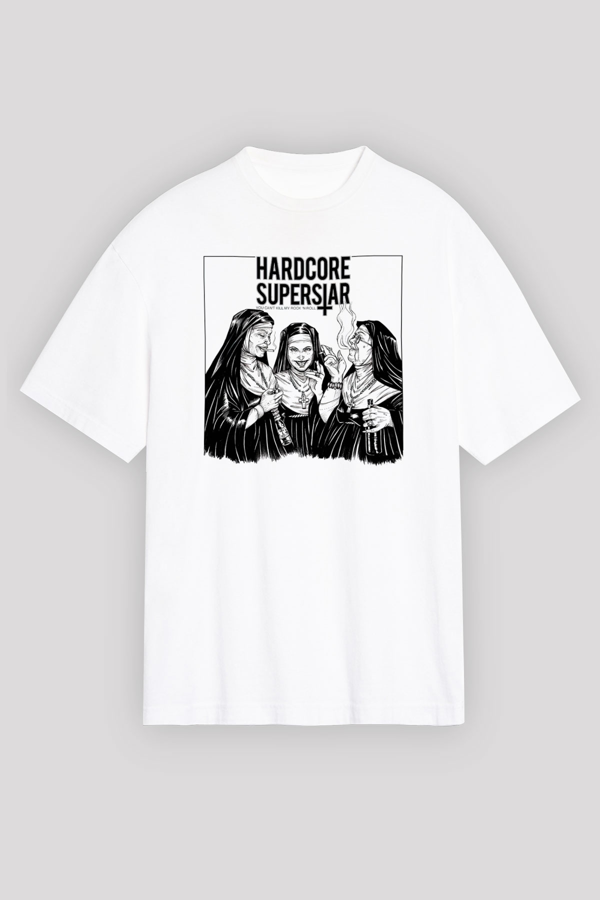 Hardcore Superstar Beyaz Unisex Oversize Tişört T-Shirt