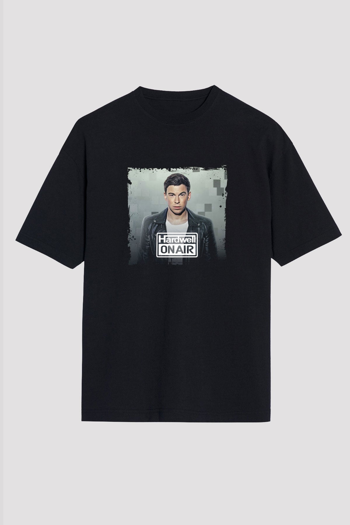 Hardwell Baskılı Unisex Oversize Siyah Tişört