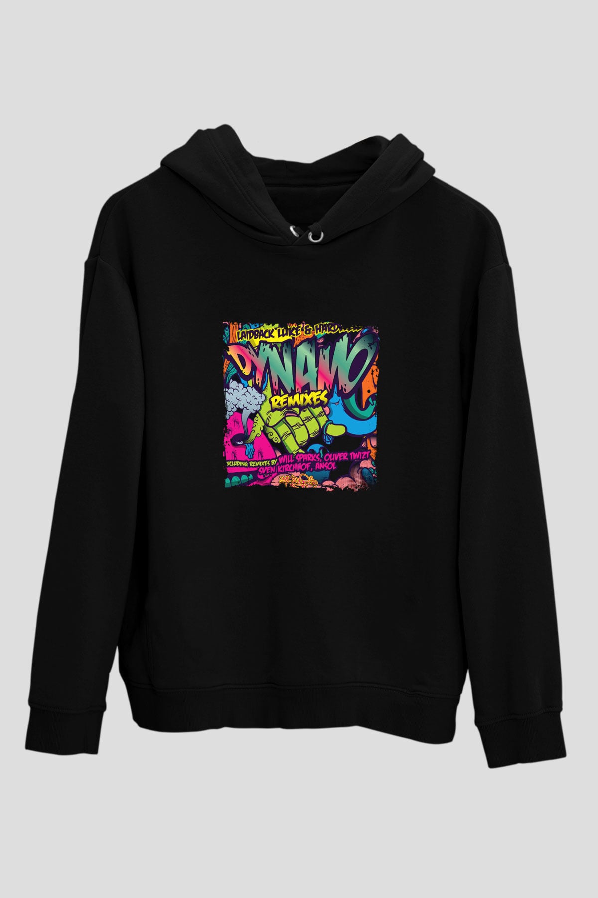 Hardwell Baskılı Unisex Siyah Hoodie