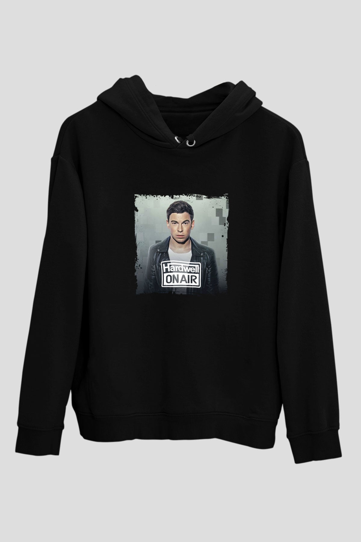 Hardwell Baskılı Unisex Siyah Hoodie