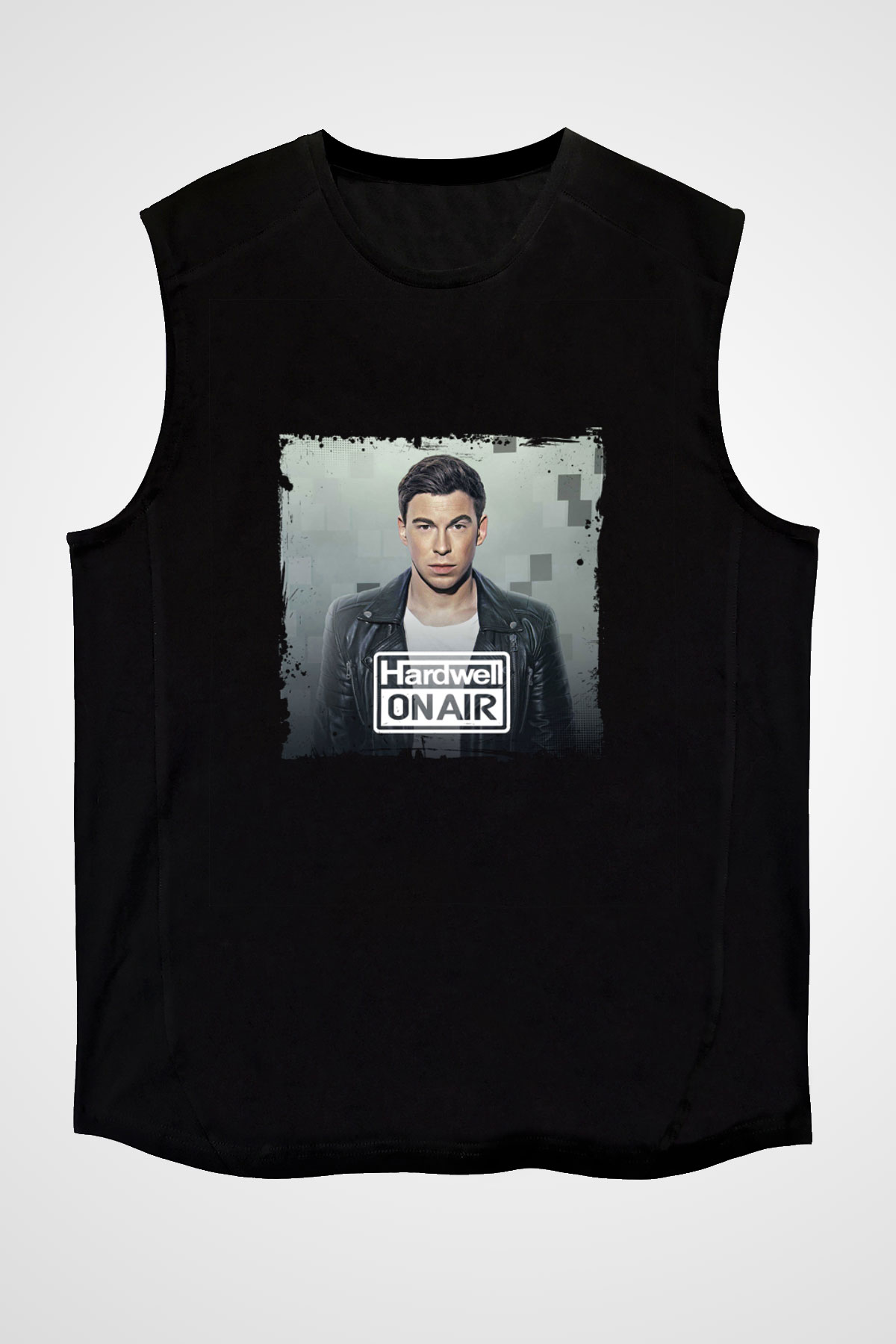 Hardwell Baskılı Unisex Siyah Kolsuz Tişört