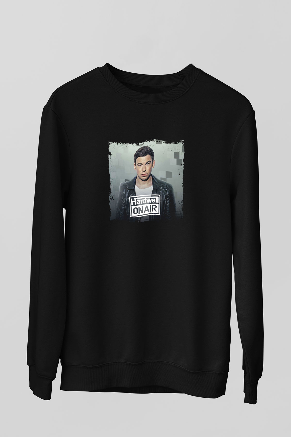 Hardwell Baskılı Unisex Siyah Sweatshirt