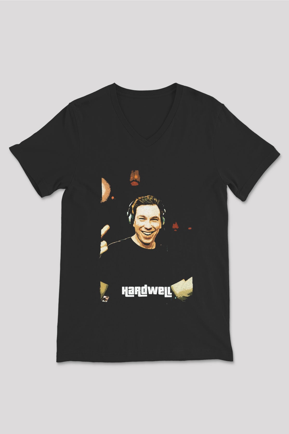 Hardwell Siyah Unisex V Yaka Tişört
