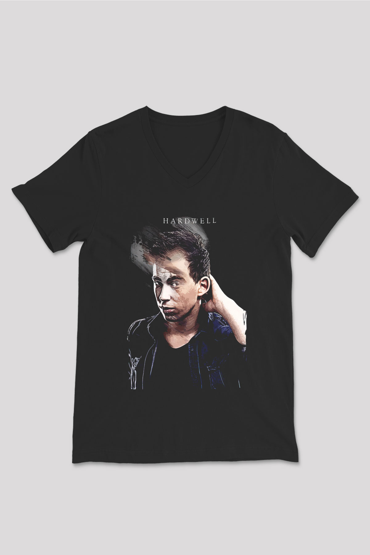 Hardwell Siyah Unisex V Yaka Tişört