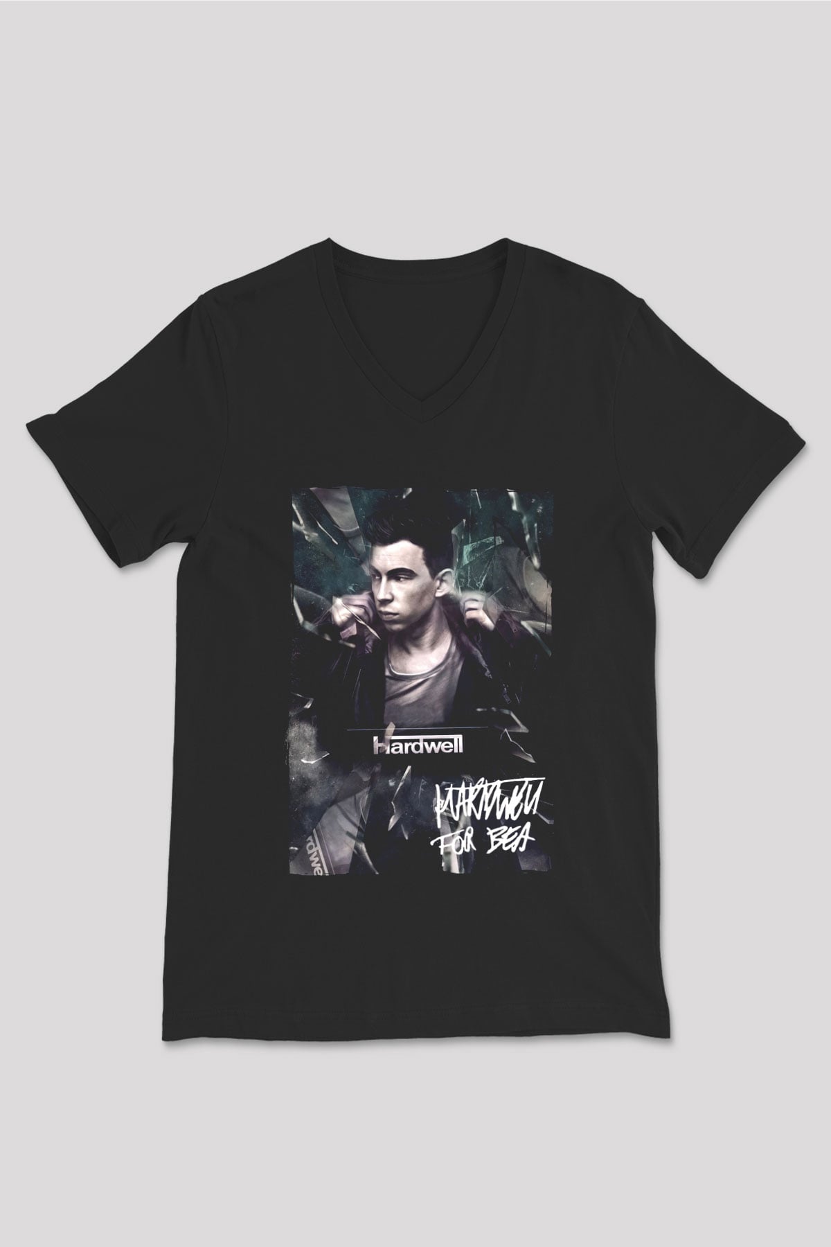 Hardwell Siyah Unisex V Yaka Tişört