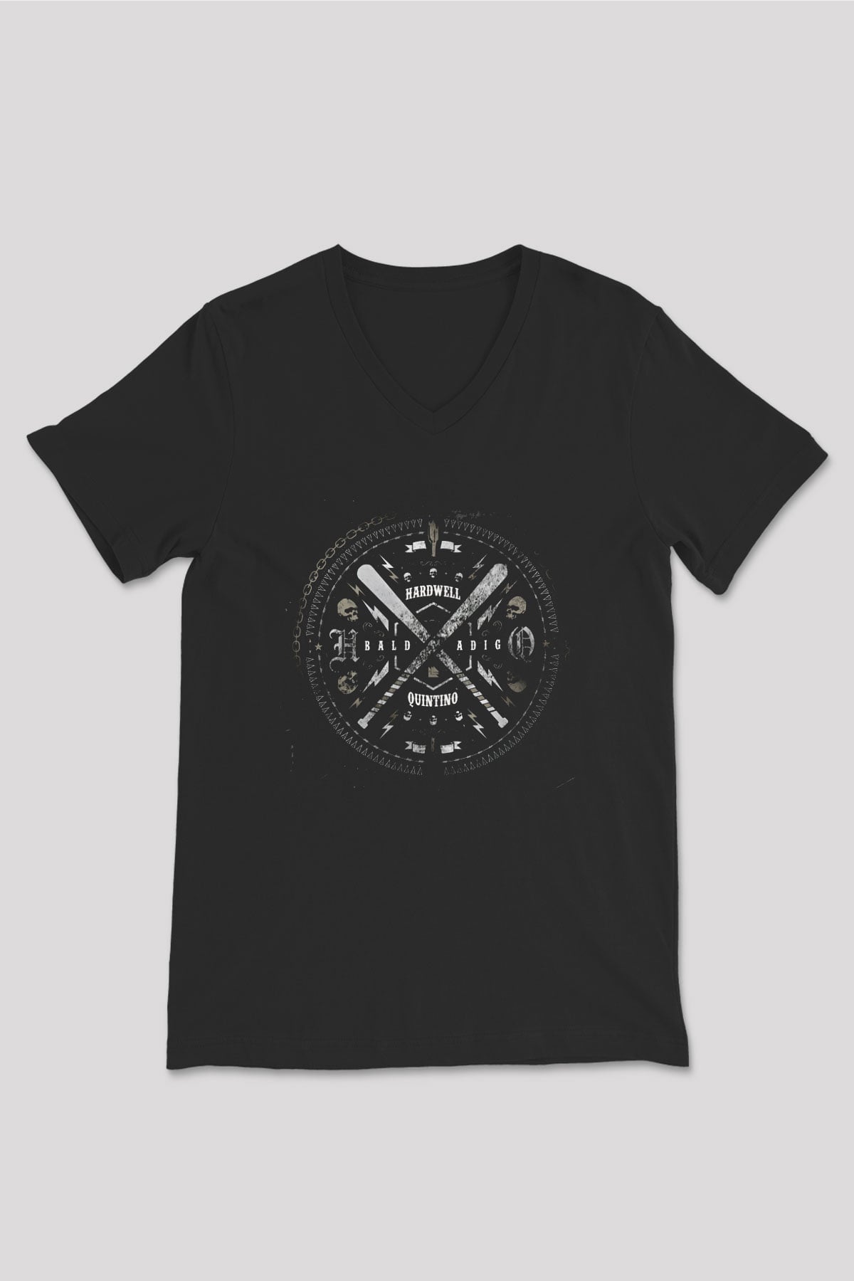Hardwell Siyah Unisex V Yaka Tişört