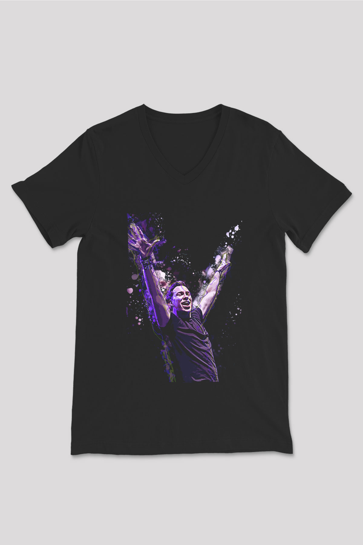 Hardwell Siyah Unisex V Yaka Tişört