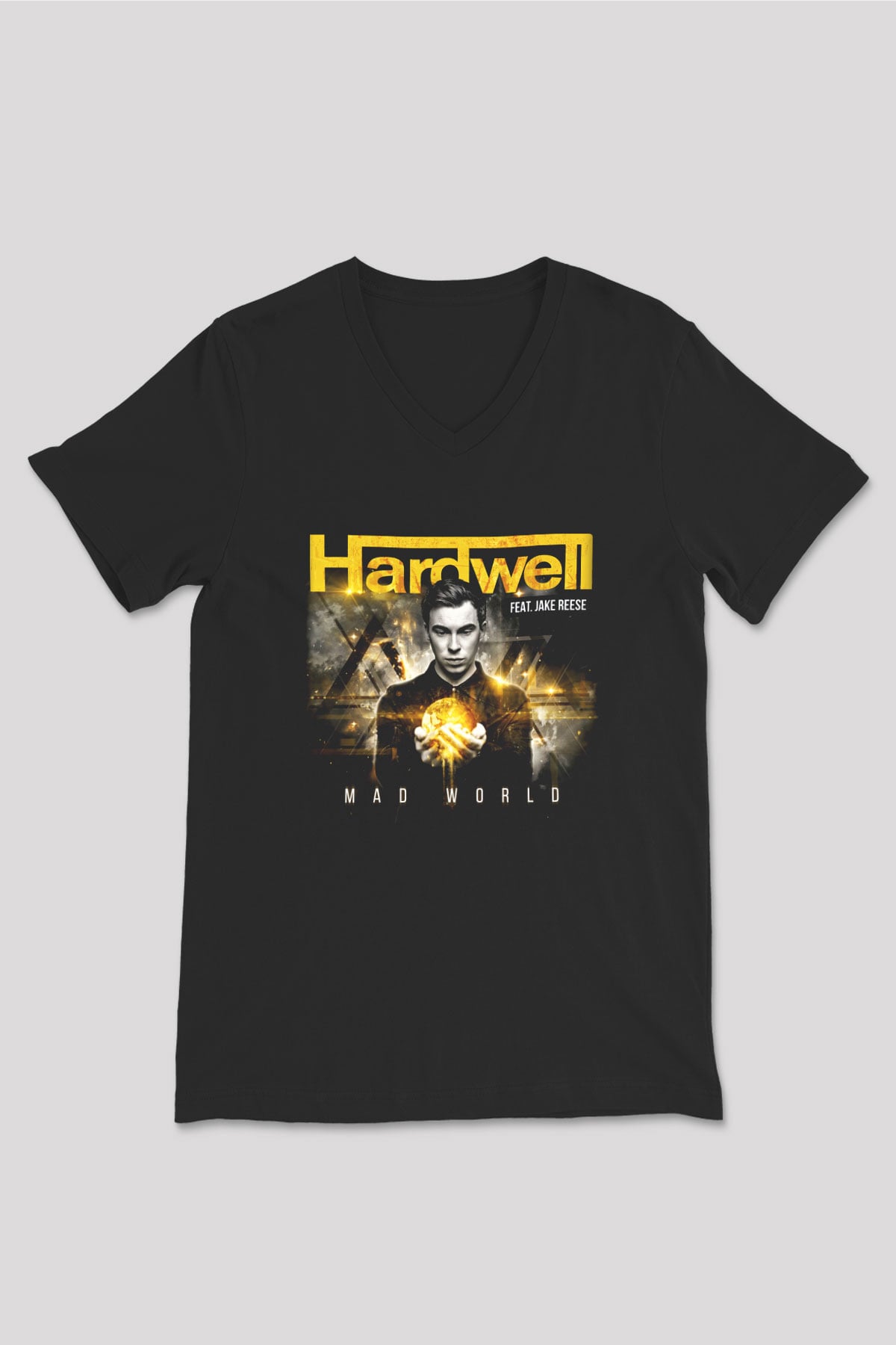 Hardwell Siyah Unisex V Yaka Tişört T-Shirt