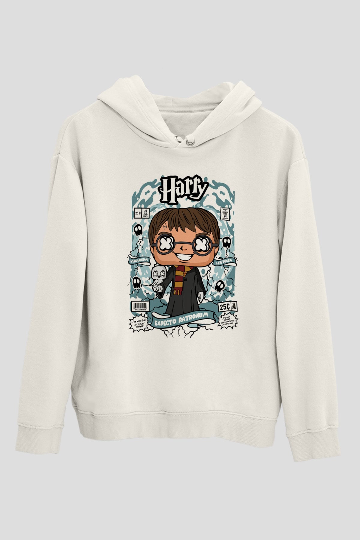 Harry Baskılı Unisex Beyaz Hoodie