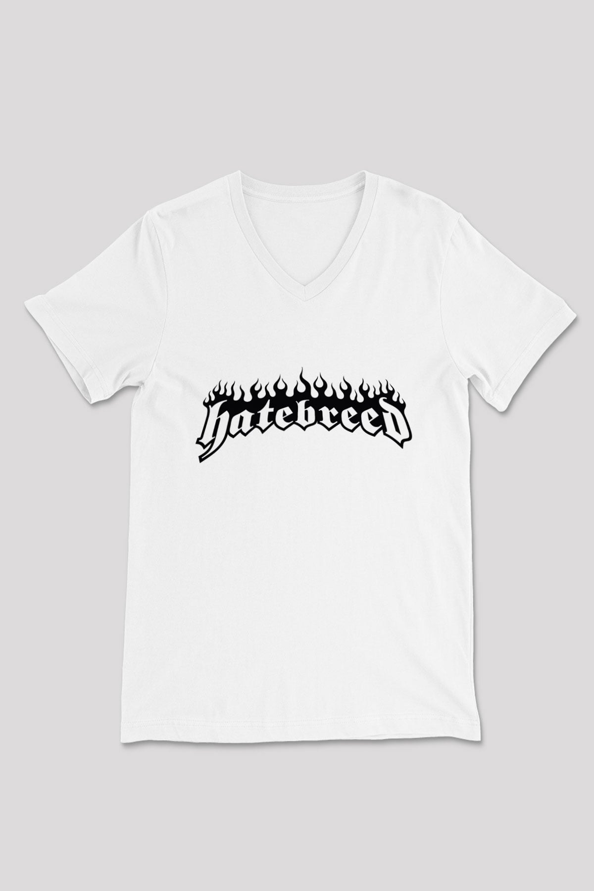 Hatebreed Beyaz Unisex V Yaka Tişört T-Shirt
