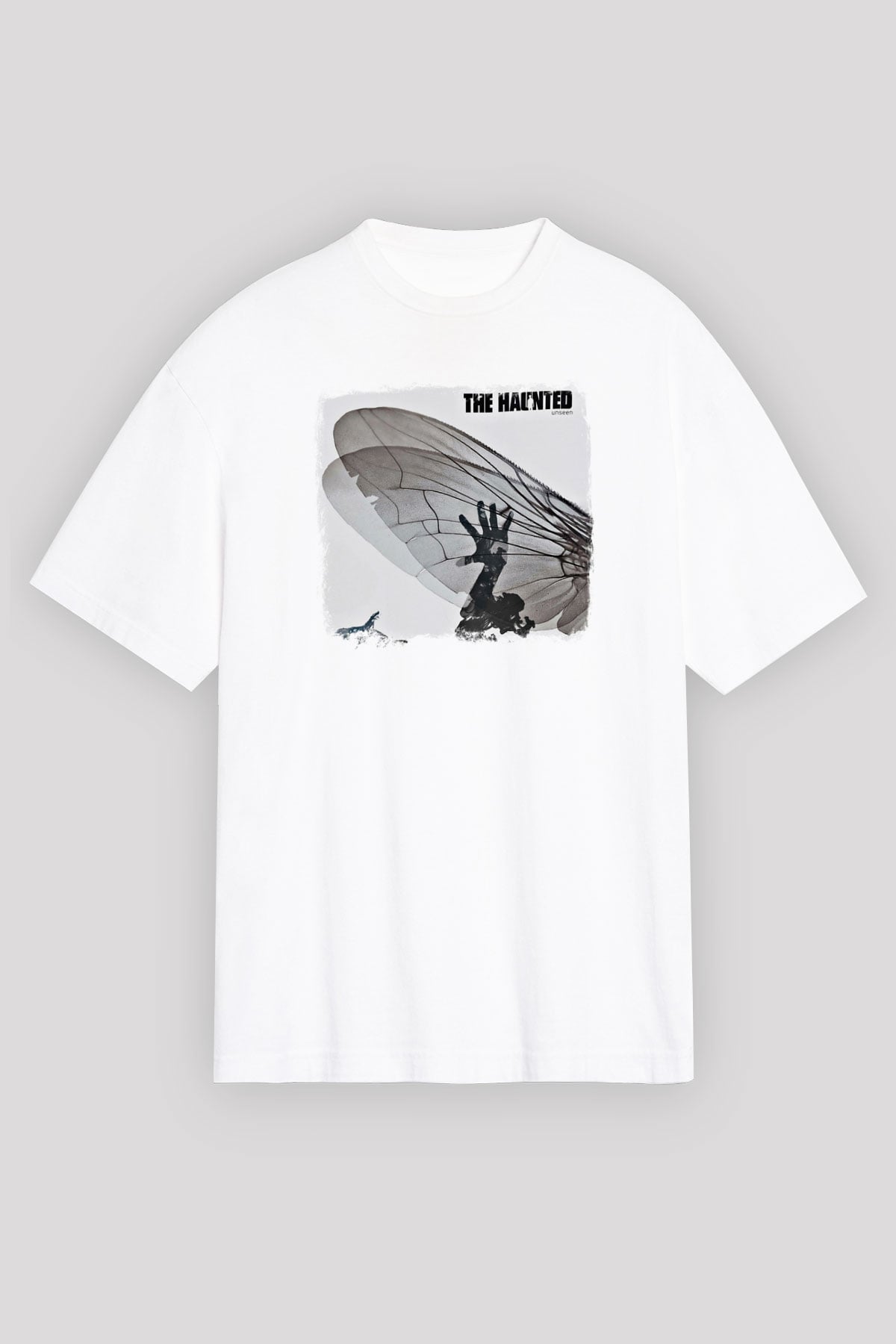 Haunted (The) Baskılı Unisex Beyaz Oversize Tişört