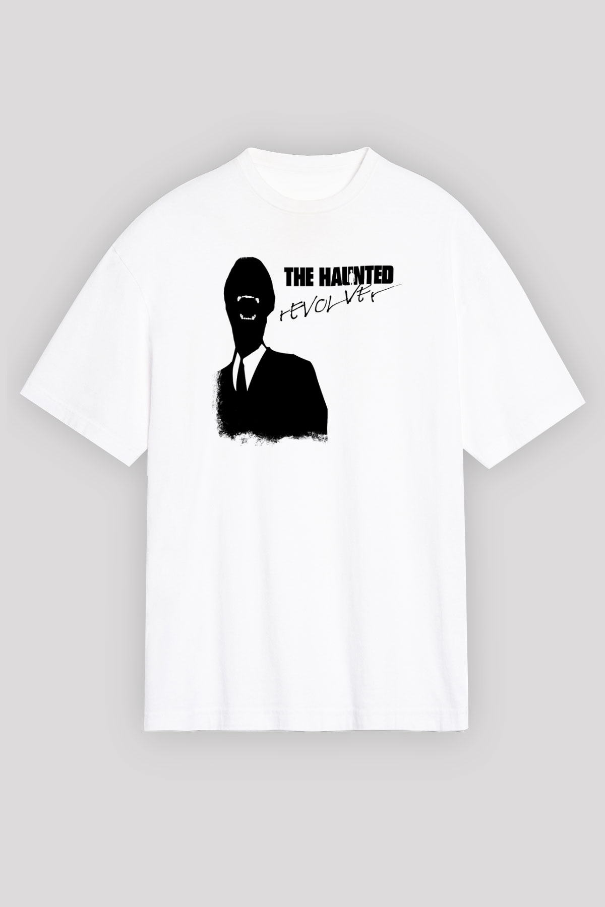 Haunted (The) Baskılı Unisex Beyaz Oversize Tişört