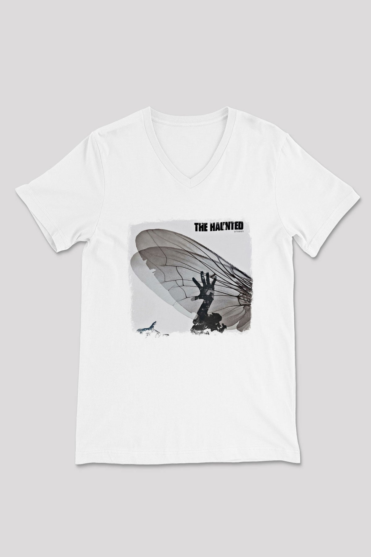 Haunted (The) Baskılı Unisex Beyaz V Yaka Tişört