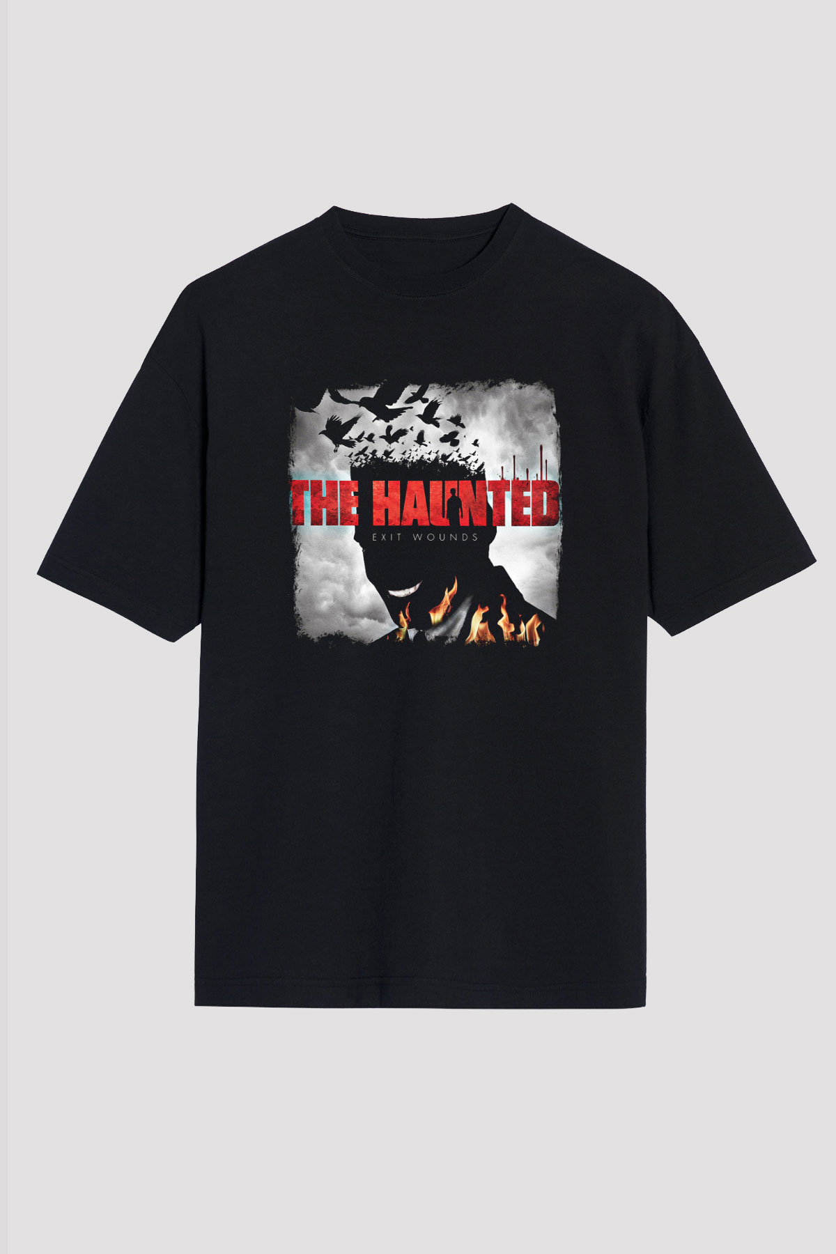 Haunted (The) Baskılı Unisex Siyah Oversize Tişört