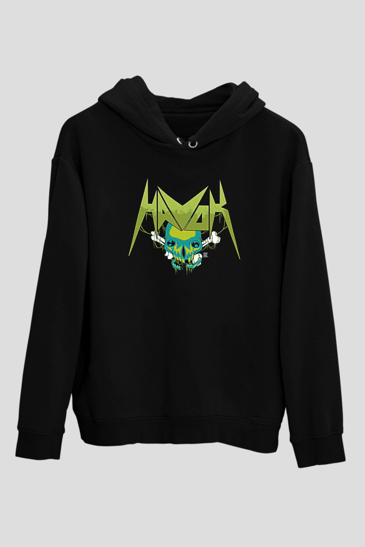 Havok Baskılı Unisex Siyah Kapüşonlu Sweatshirt