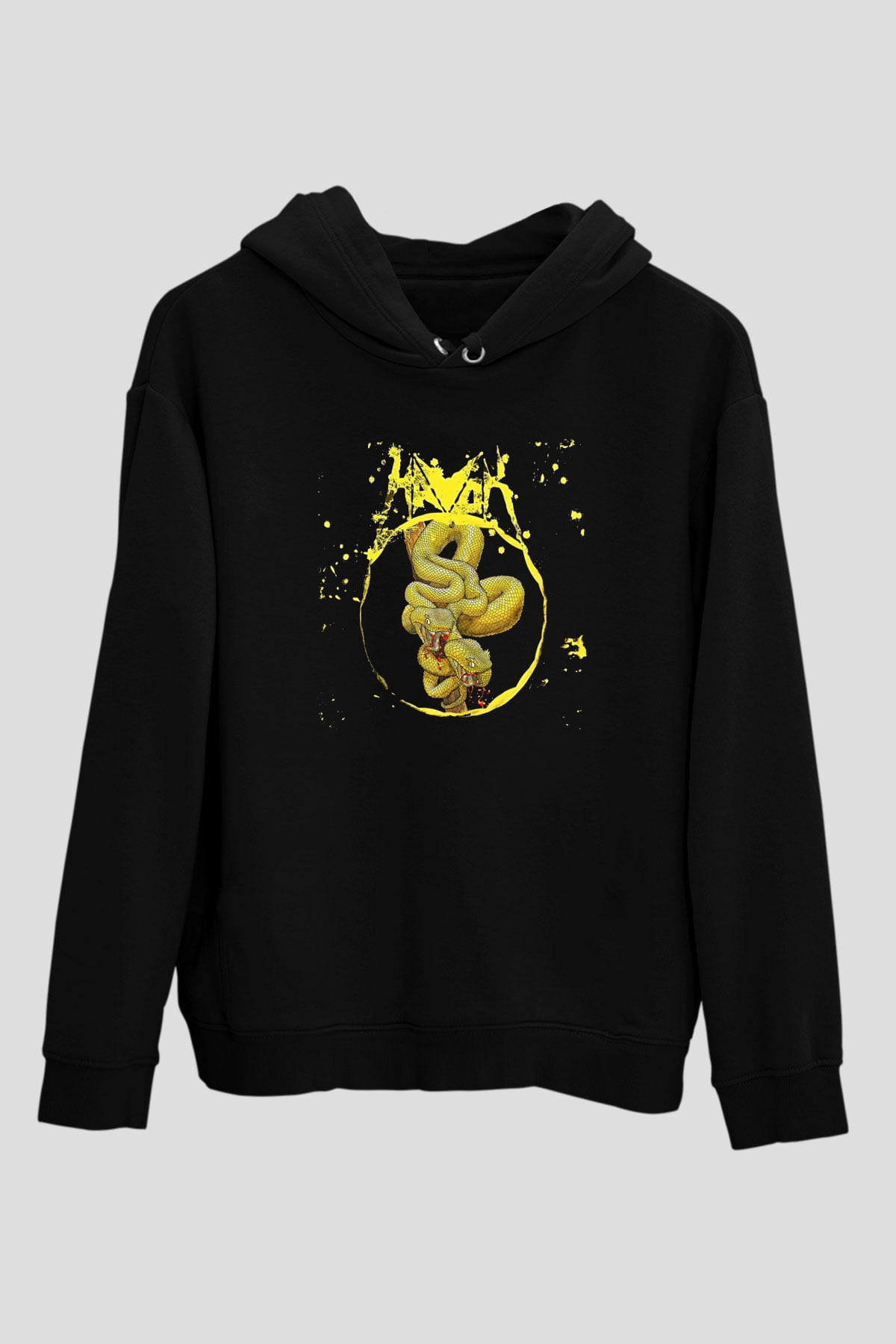 Havok Baskılı Unisex Siyah Kapüşonlu Sweatshirt