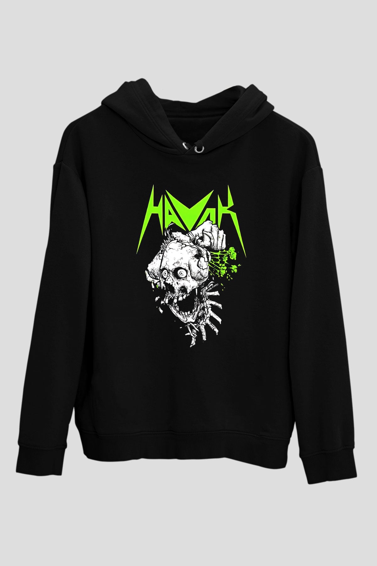 Havok Baskılı Unisex Siyah Kapüşonlu Sweatshirt