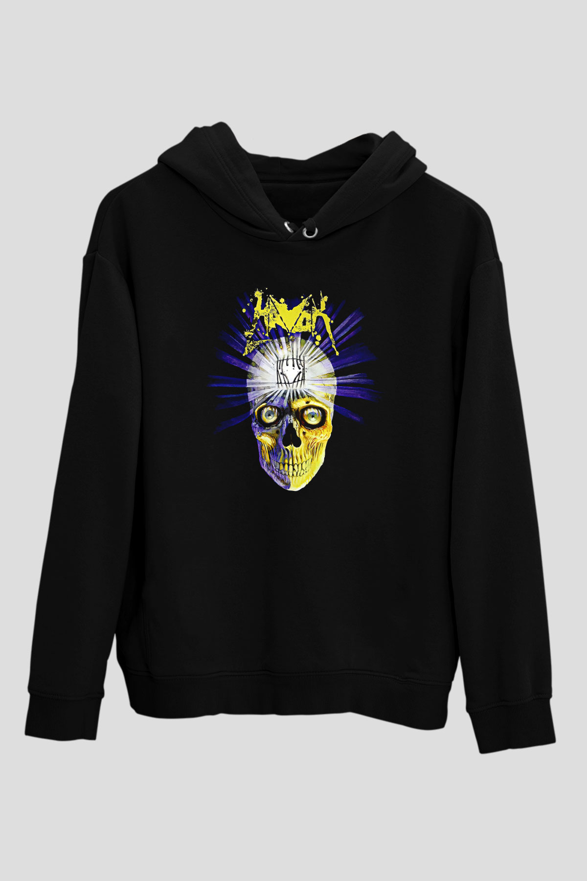 Havok Baskılı Unisex Siyah Kapüşonlu Sweatshirt