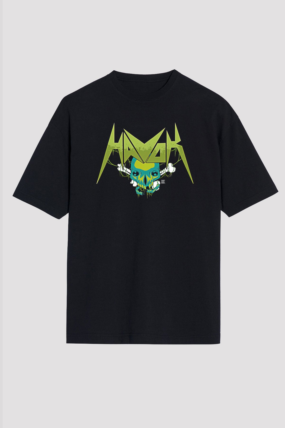 Havok Baskılı Unisex Siyah Oversize Tişört - Tshirt