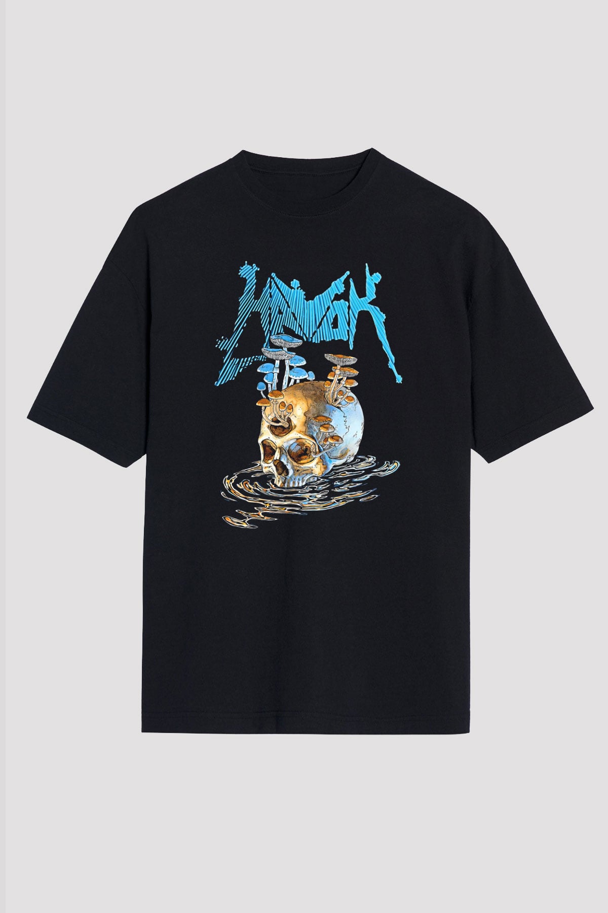 Havok Baskılı Unisex Siyah Oversize Tişört - Tshirt