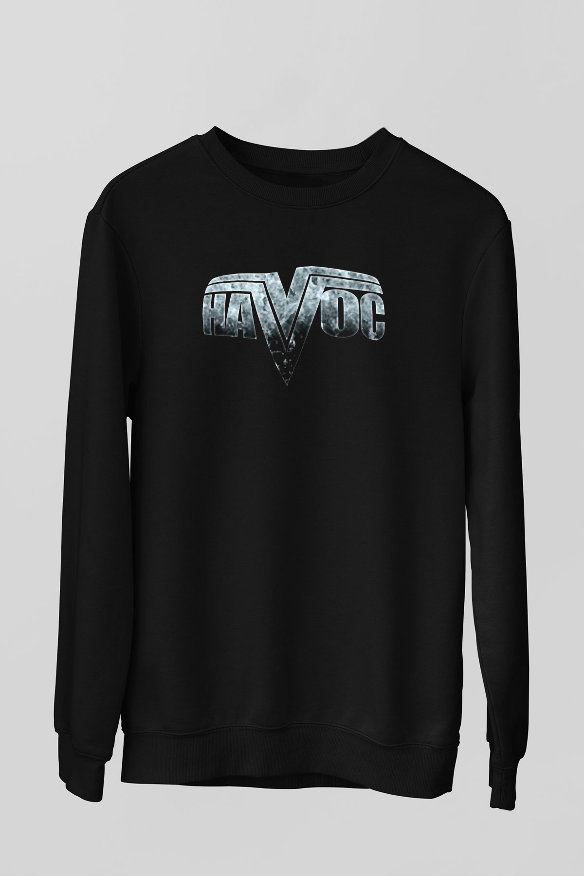 Havok Baskılı Unisex Siyah Sweatshirt