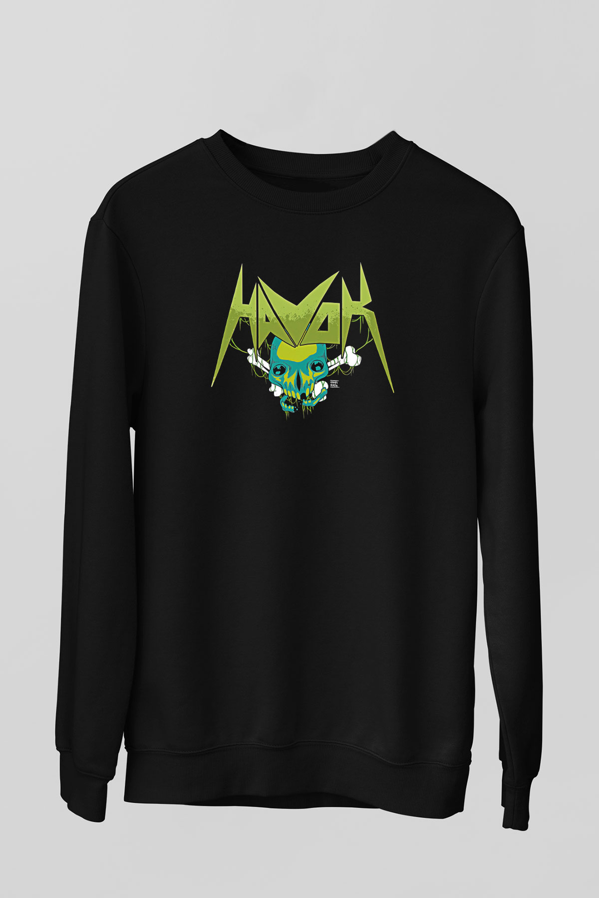 Havok Baskılı Unisex Siyah Sweatshirt