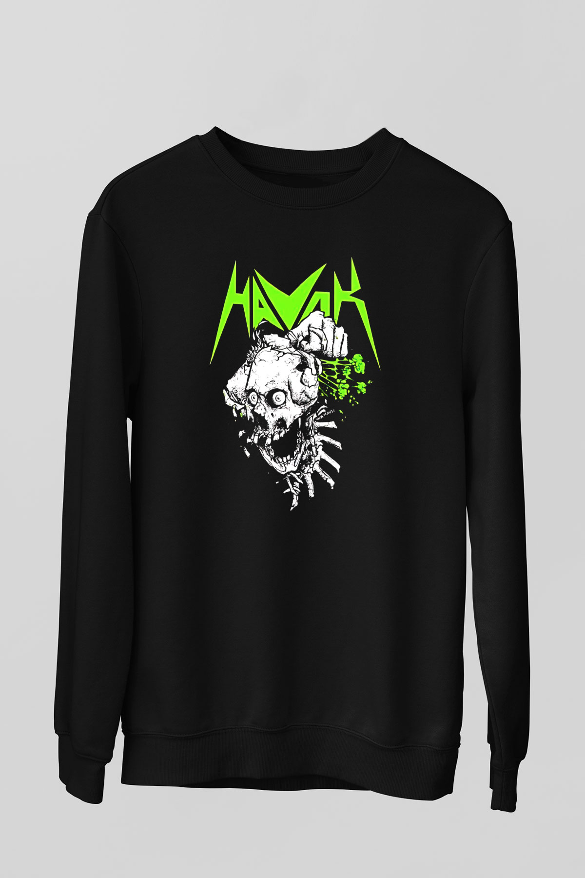 Havok Baskılı Unisex Siyah Sweatshirt