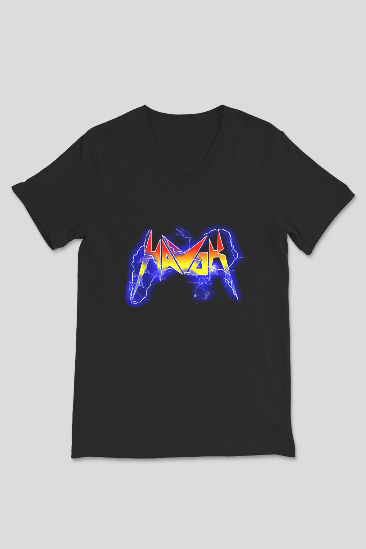 Havok Baskılı Unisex Siyah V Yaka Tişört - Tshirt