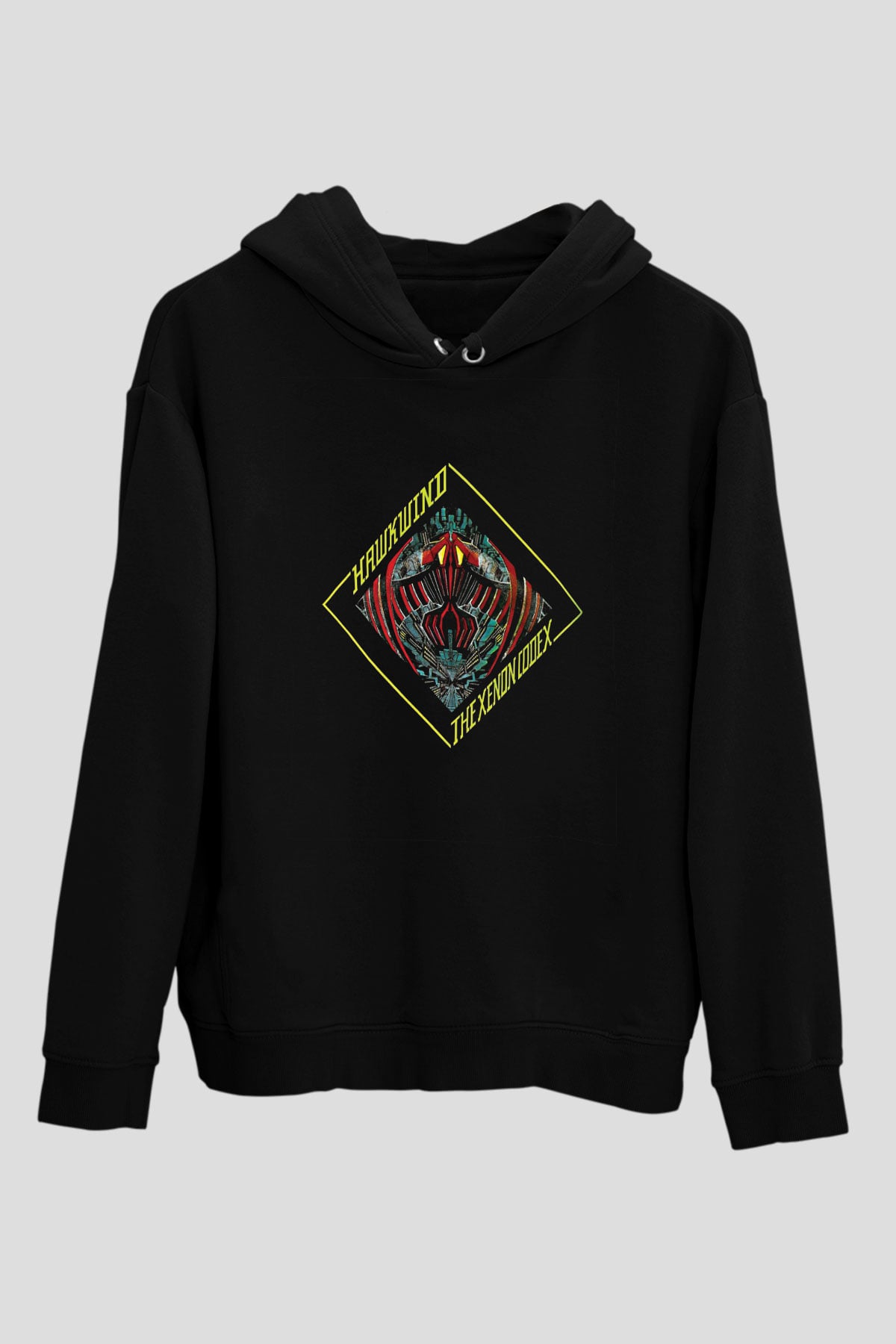 Hawkwind Baskılı Unisex Siyah Hoodie