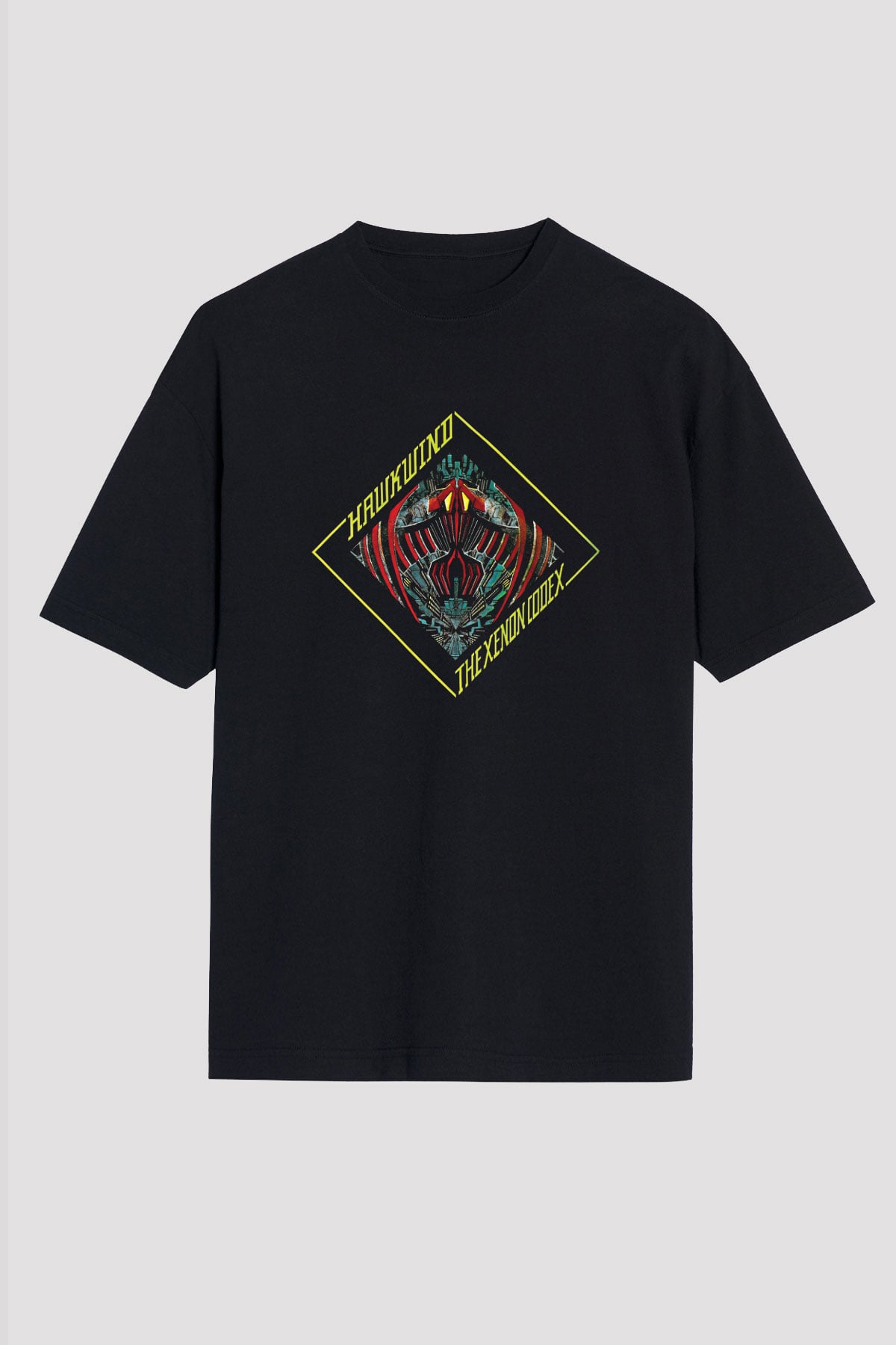 Hawkwind Baskılı Unisex Siyah Oversize Tişört