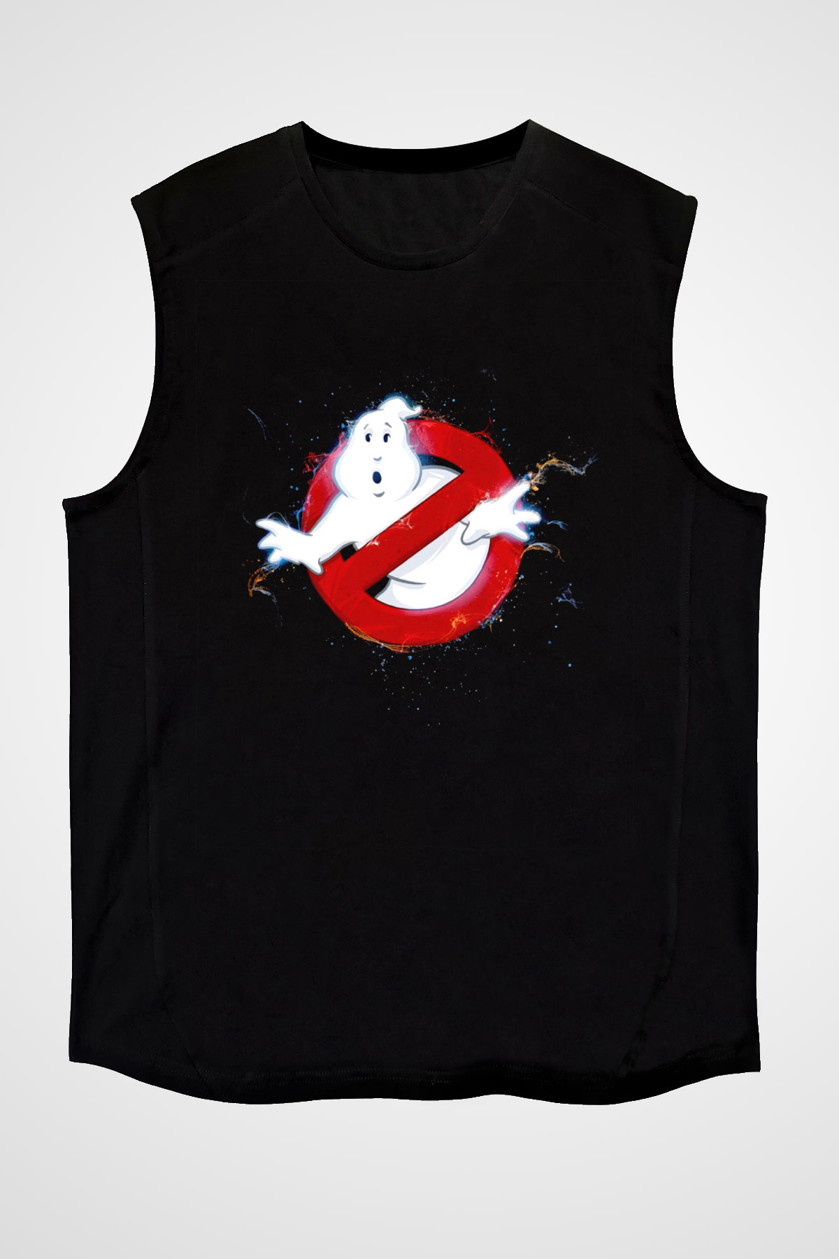 Hayalet Avcıları Baskılı Unisex Siyah  Kolsuz Tişört
