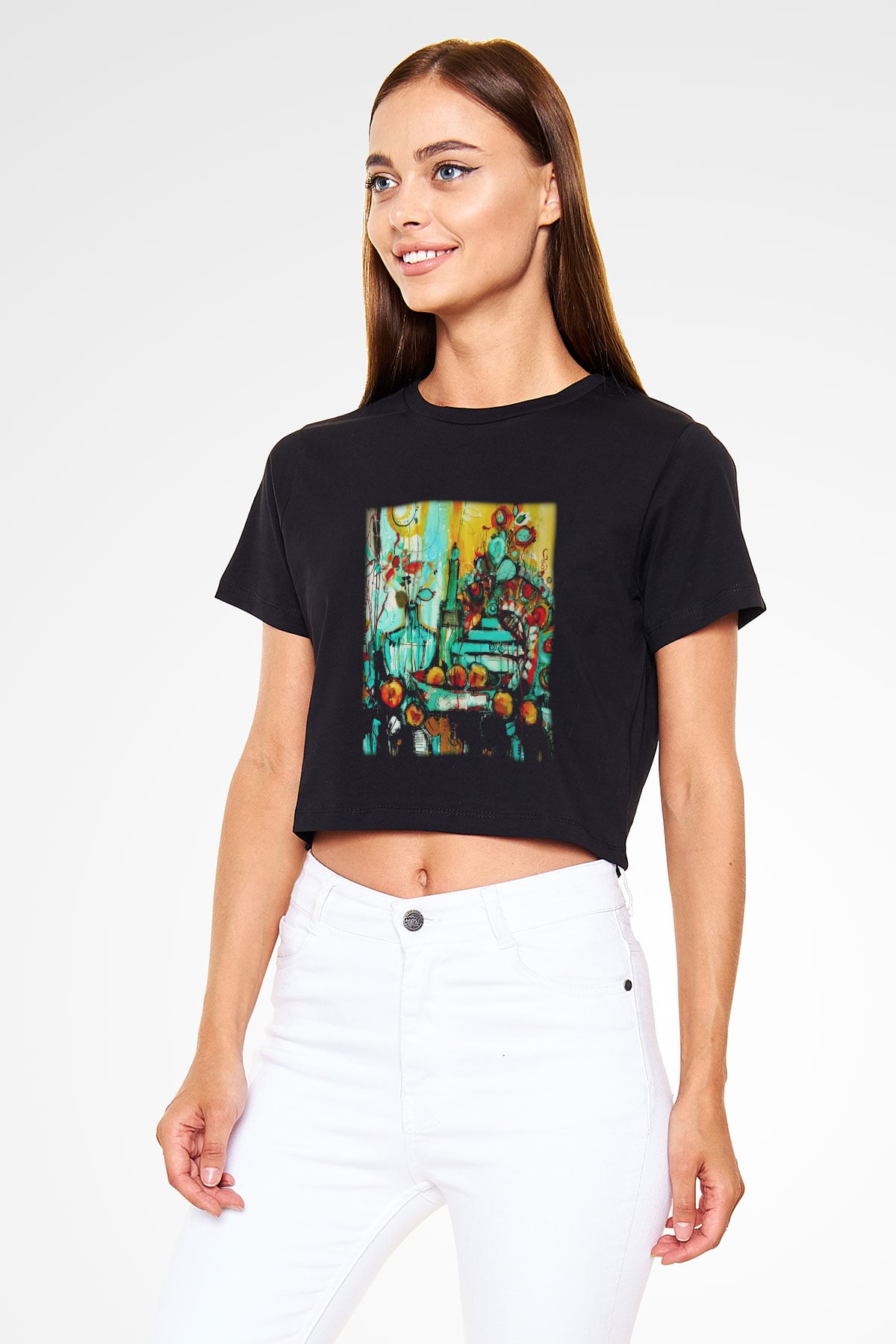 Hayat Siyah Crop Top Tişört
