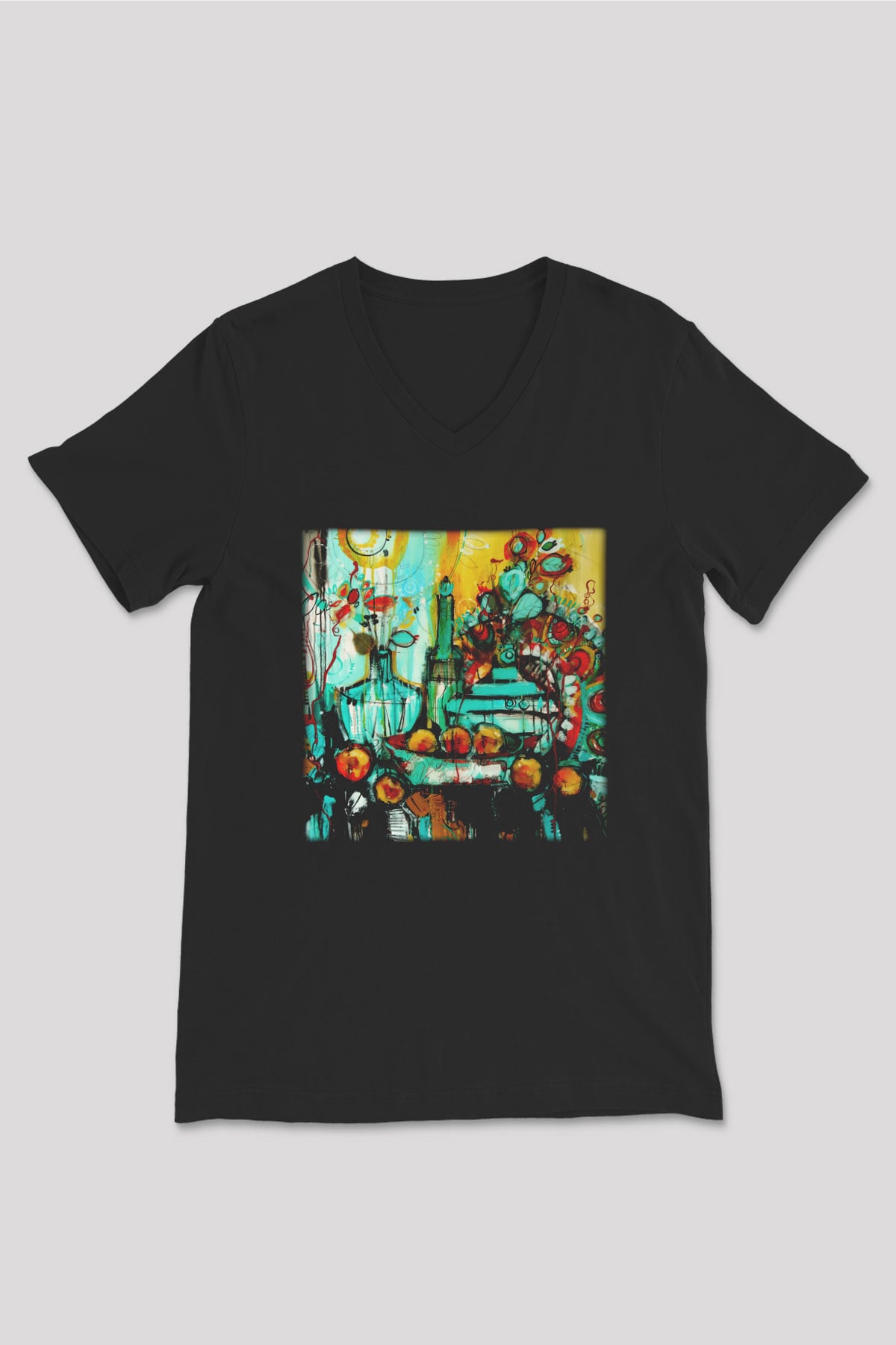 Hayat Siyah Unisex V Yaka Tişört T-Shirt