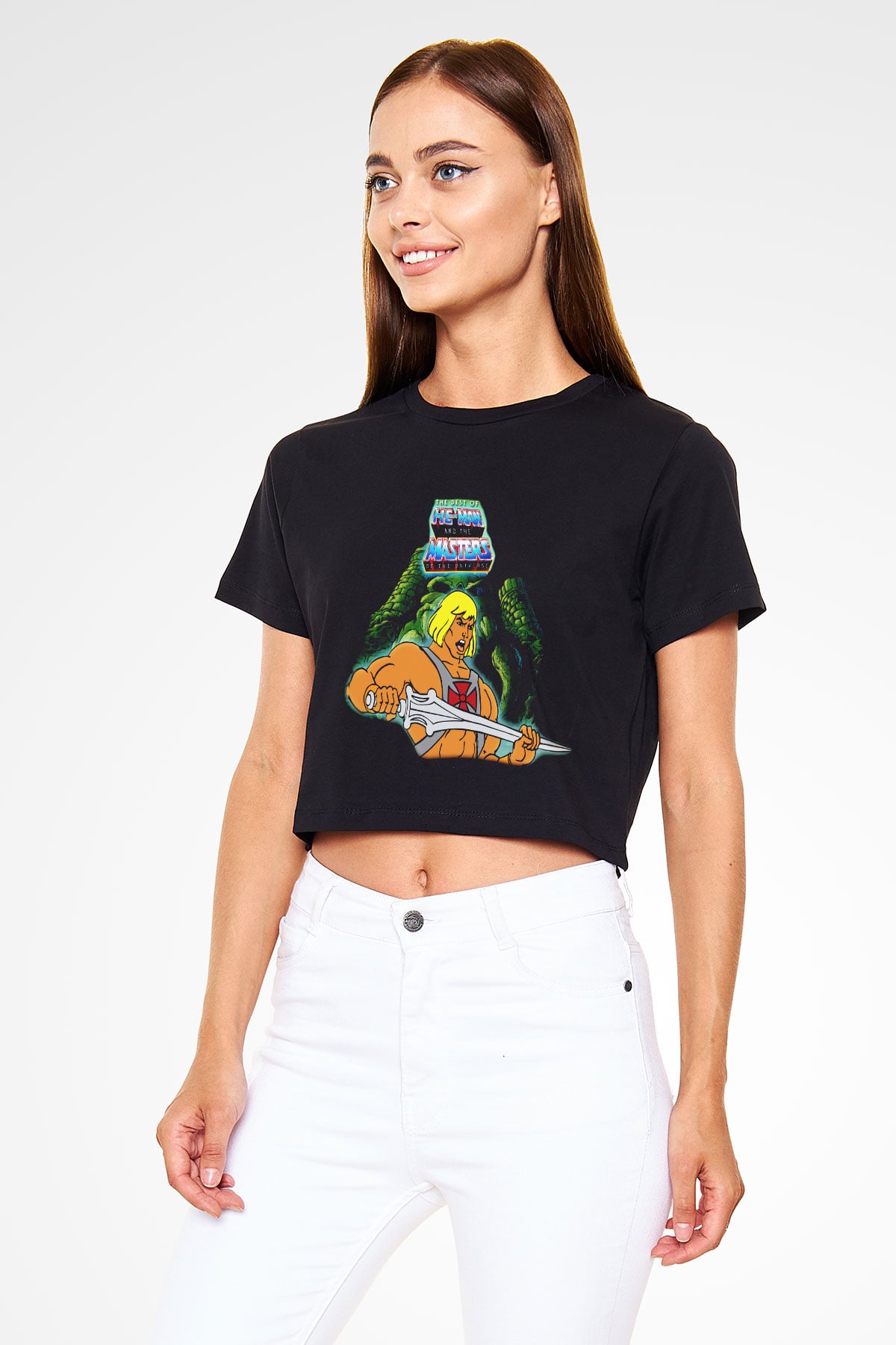 He-Man and the Masters of Universe Siyah Crop Top Tişört