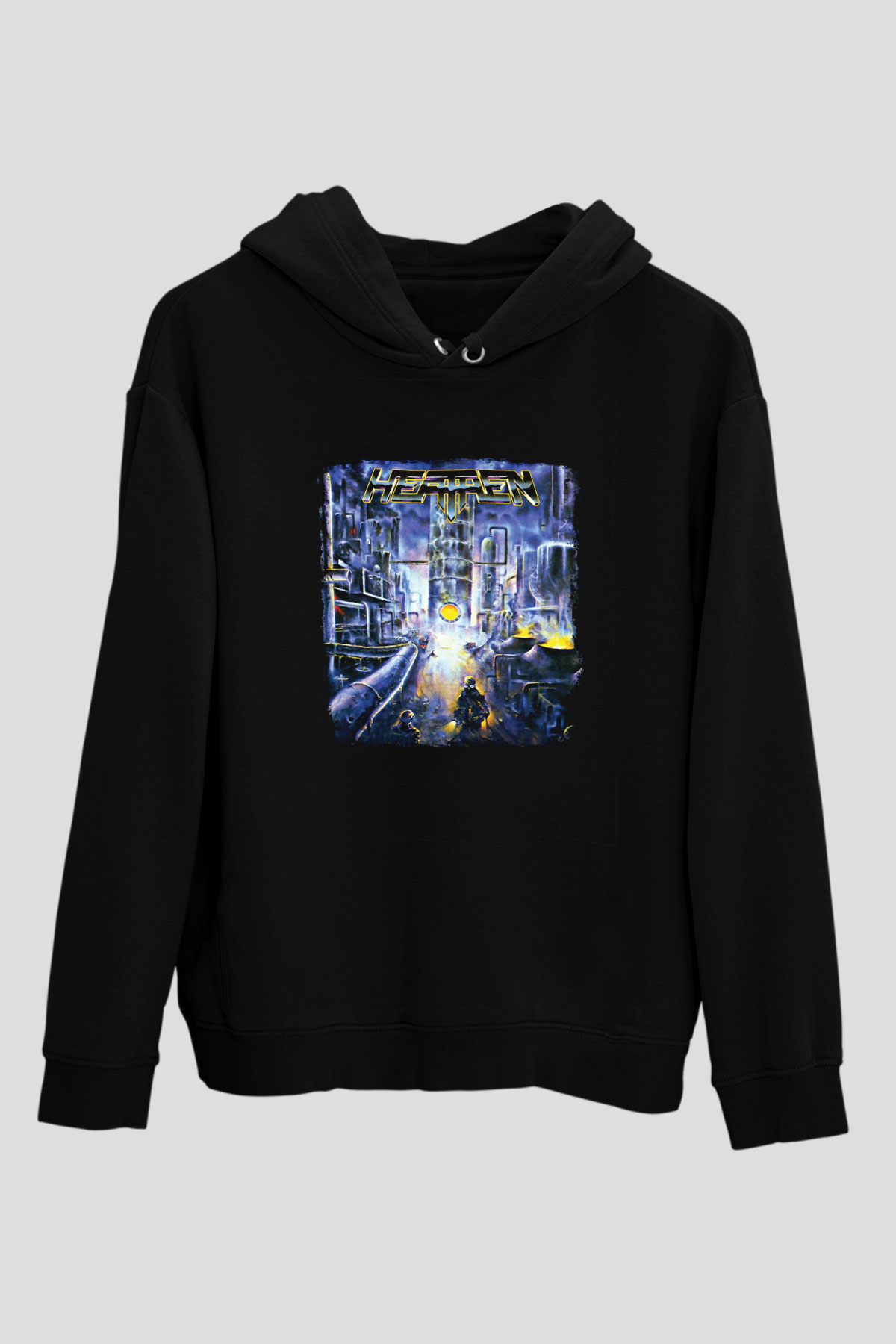 Heathen Baskılı Unisex Siyah Hoodie