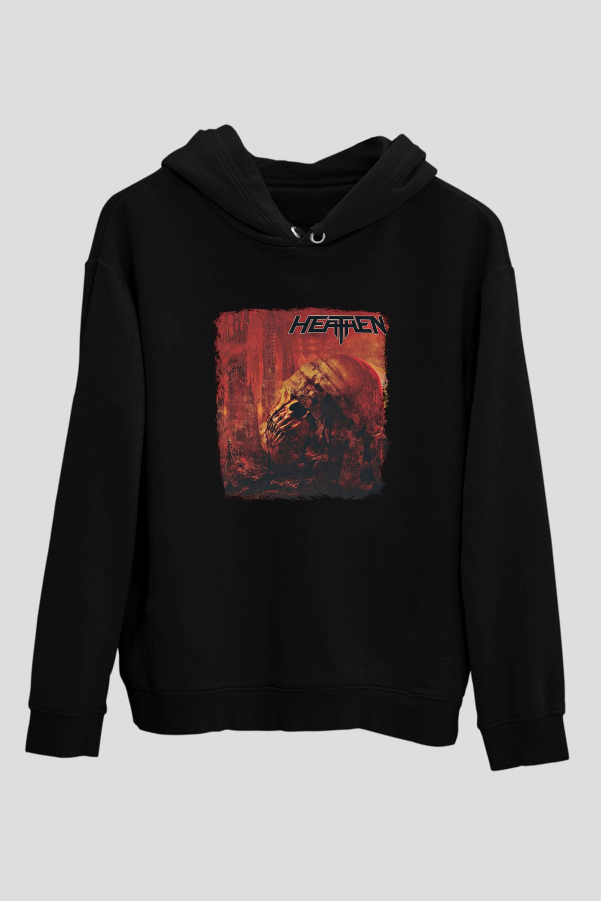 Heathen Baskılı Unisex Siyah Hoodie