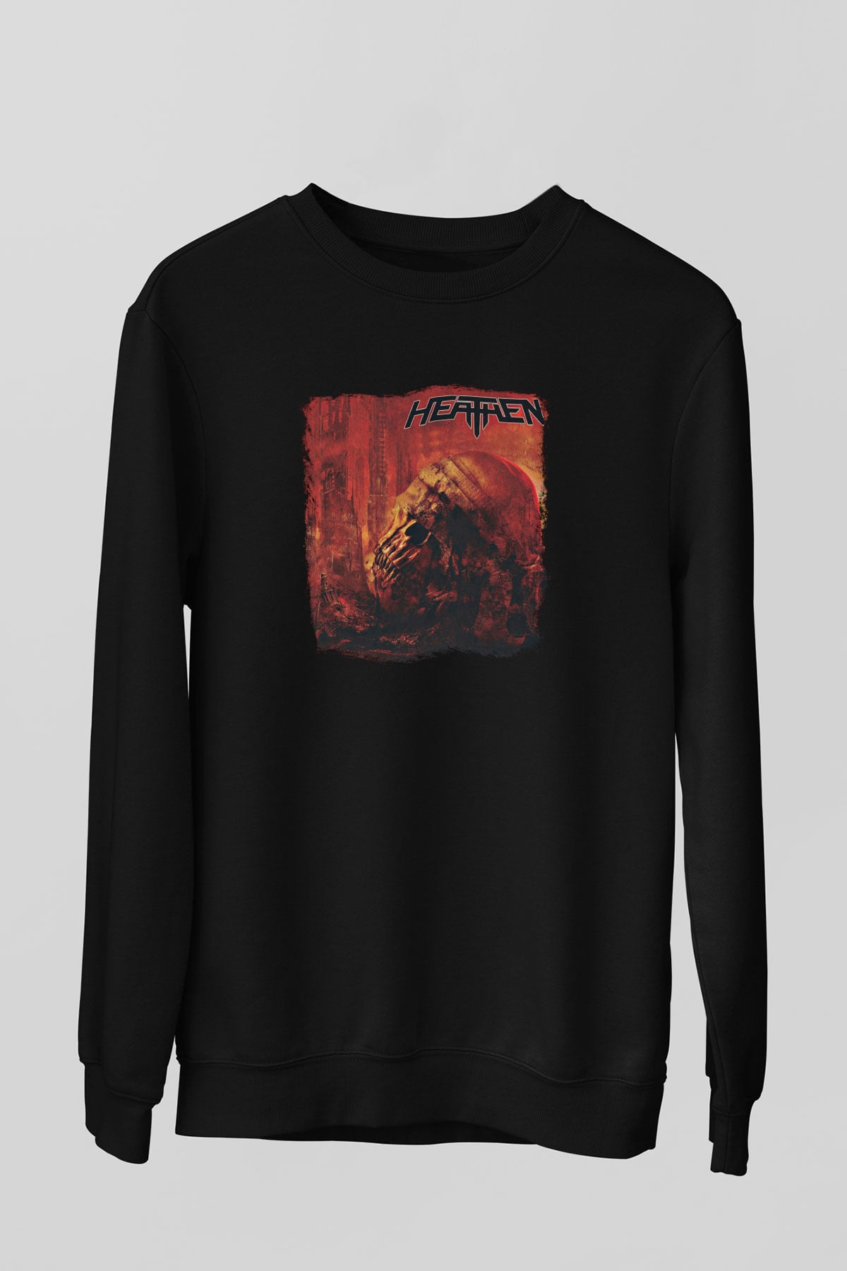 Heathen Baskılı Unisex Siyah Sweatshirt