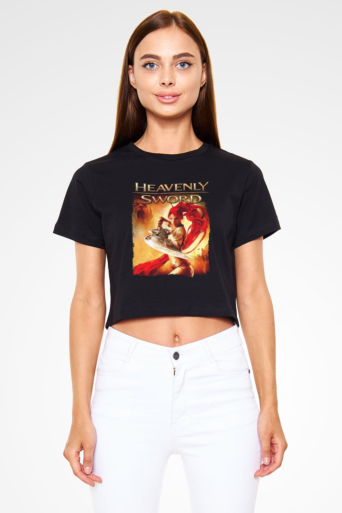 Heavenly Sword Siyah  Crop Top Tişört