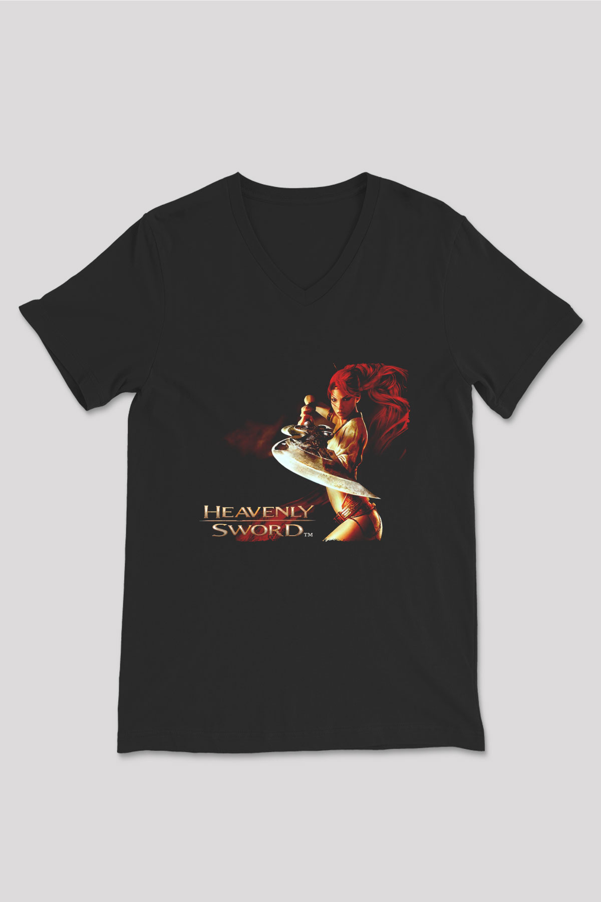 Heavenly Sword Siyah Unisex V Yaka Tişört
