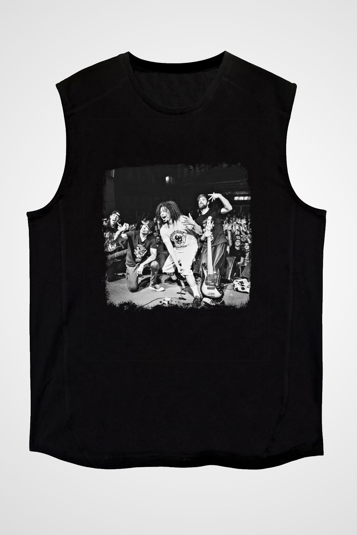 Hed PE Baskılı Unisex Siyah Kolsuz Tişört
