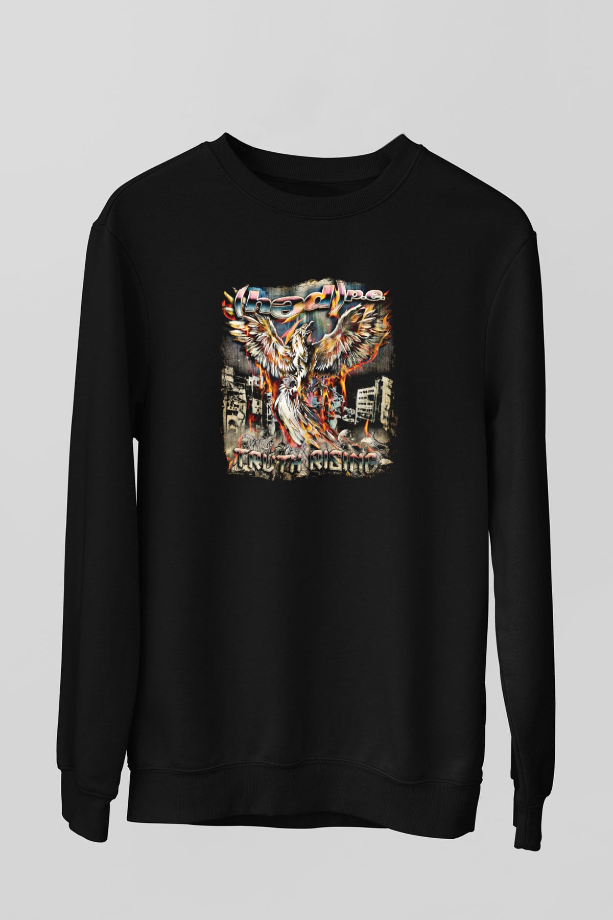 Hed PE Baskılı Unisex Siyah Sweatshirt