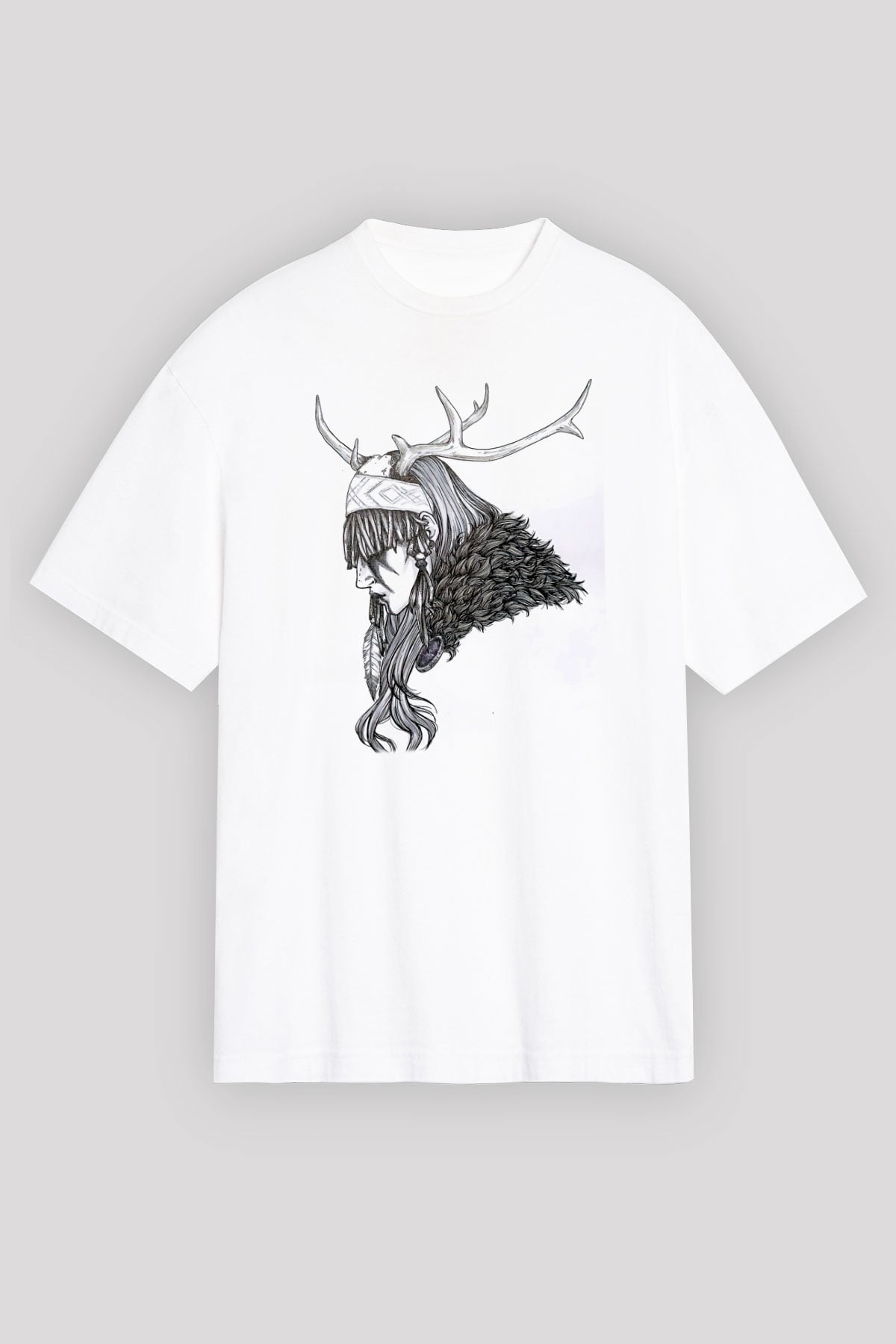 Heilung Baskılı Beyaz Unisex Oversize Tişört - Tshirt
