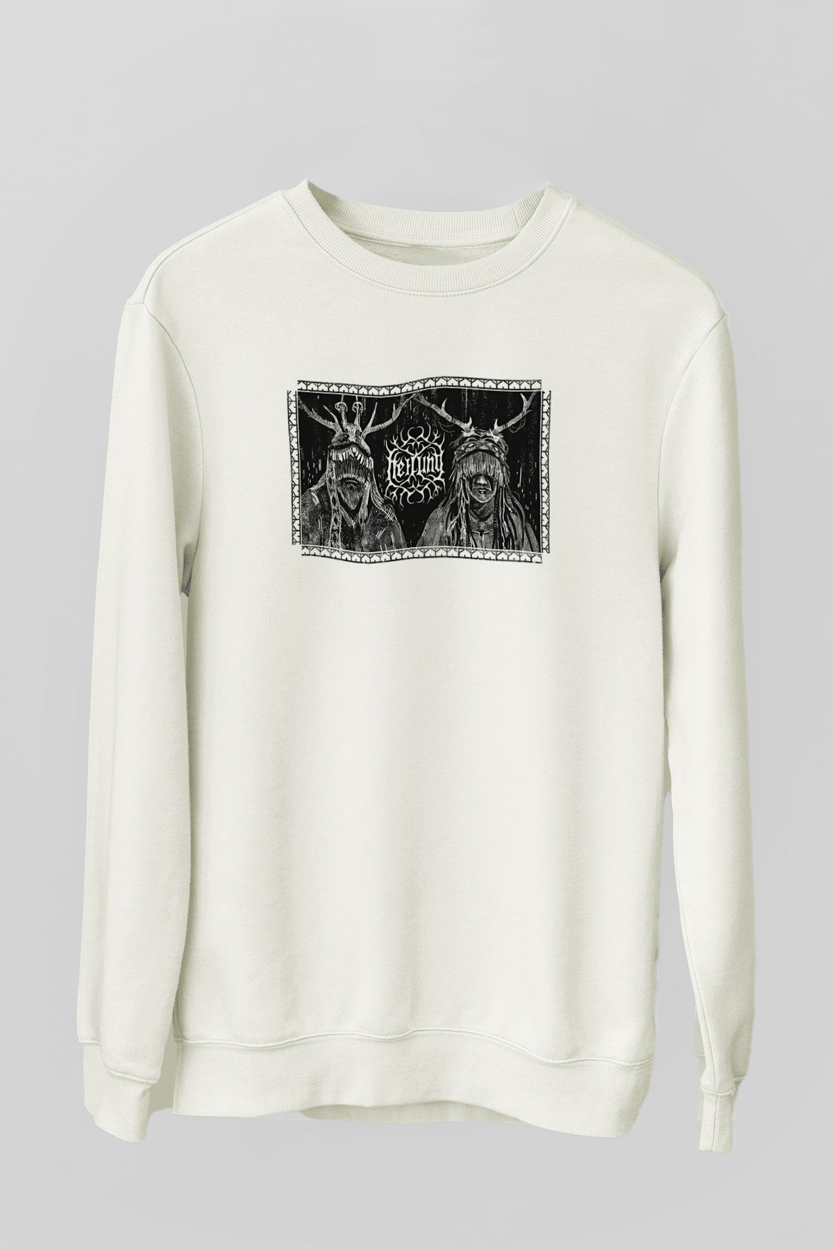 Heilung Baskılı Beyaz Unisex Sweatshirt