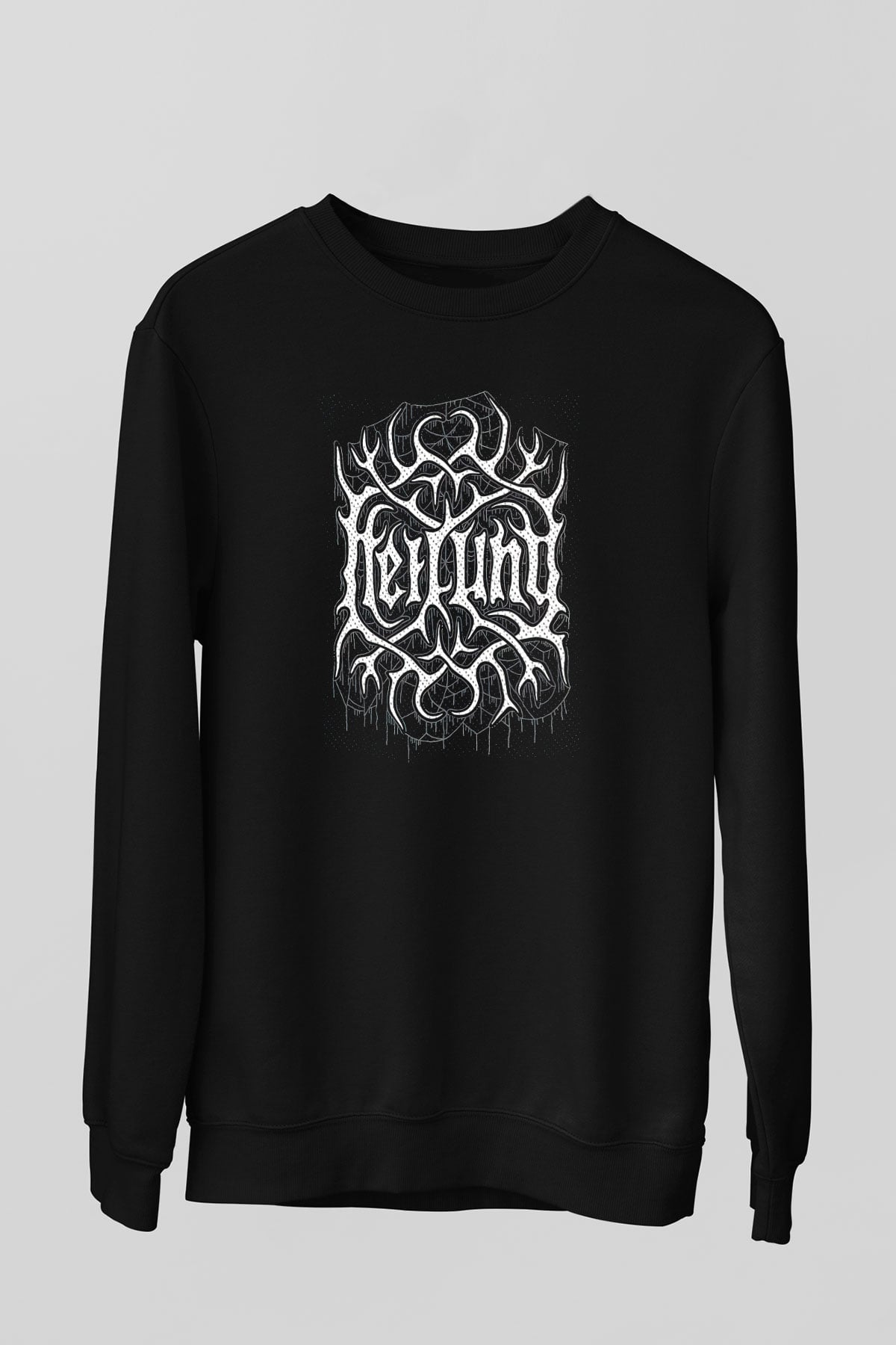Heilung Baskılı Unisex Siyah Sweatshirt